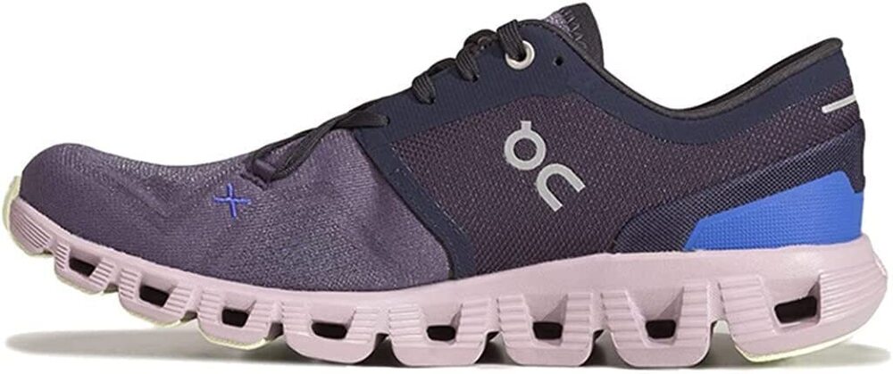 On Women's Cloud X 3 Sneakers, Midnight/Heron, 9